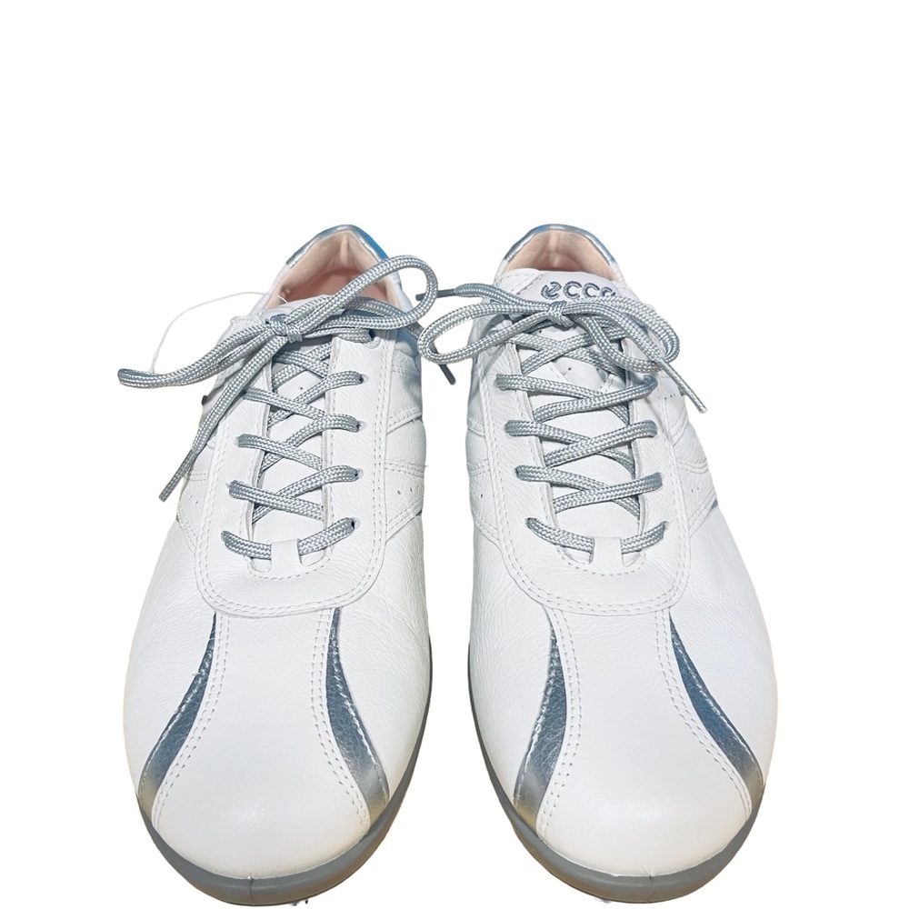 NEW ECCO Hydromax Womens White/Silver Leather Spike Golf Shoes Sz 40 (US 9) - Picture 2 of 9